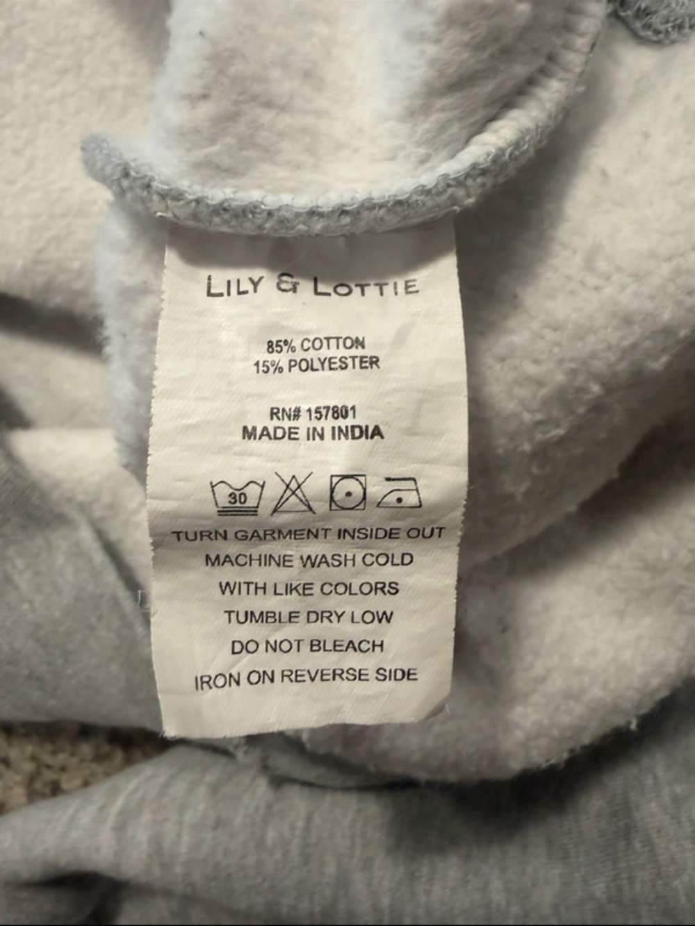 Lily & Lottie Essential Hoodie Size Small Light Gray Long Sleeves Heavyweight - Picture 10 of 12